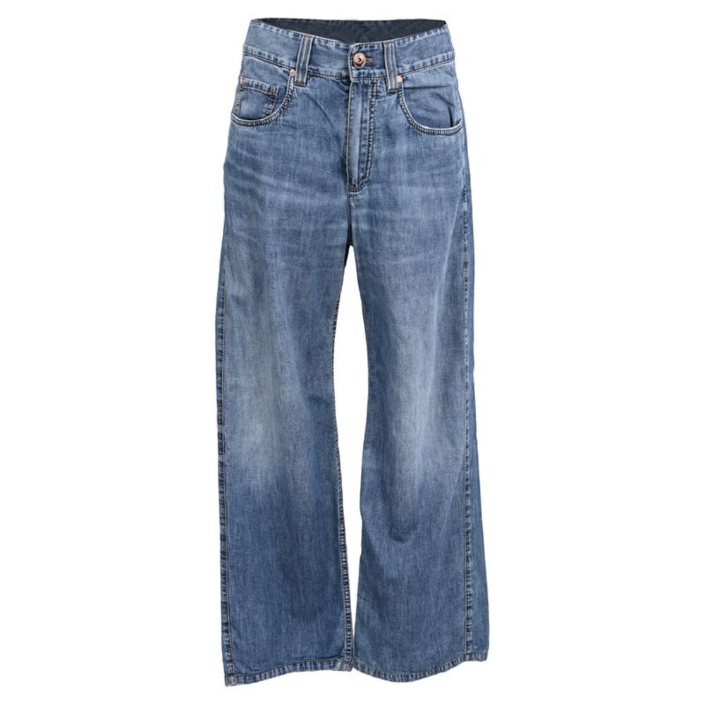 Brunello Cucinelli Mid-Rise Loose Jeans in Blue Cotton